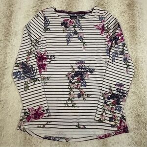 Joules Harbour Breton Stripe Floral Top US 8 UK 12 Long Sleeve